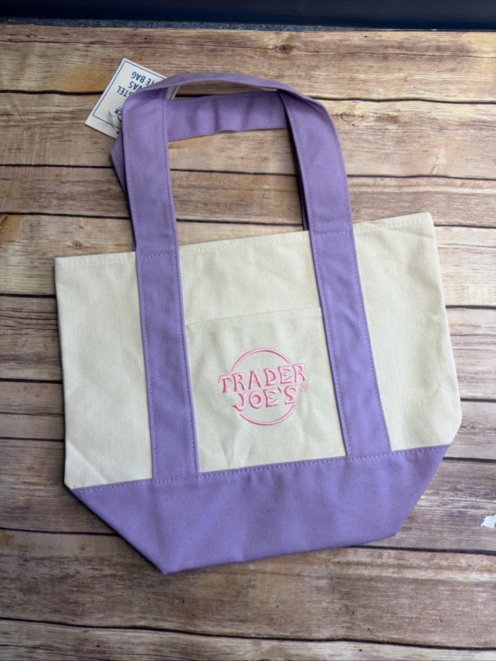 Trader Joe's Lavender and Cream Canvas Tote